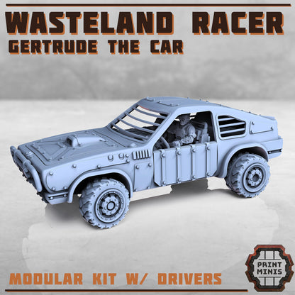 Wasteland Race Car - Gertrude w/ Outlaw Drivers - Outcast Gangers - Sci-Fi Grimdark Mercenaries by Print Minis