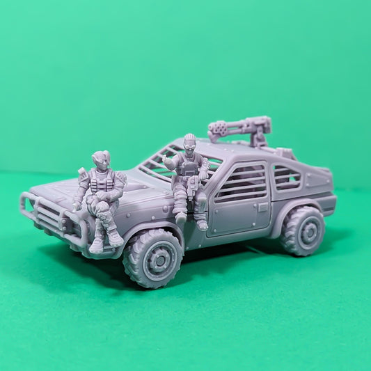 Wasteland Race Car - Gertrude w/ Outlaw Drivers - Outcast Gangers - Sci-Fi Grimdark Mercenaries by Print Minis