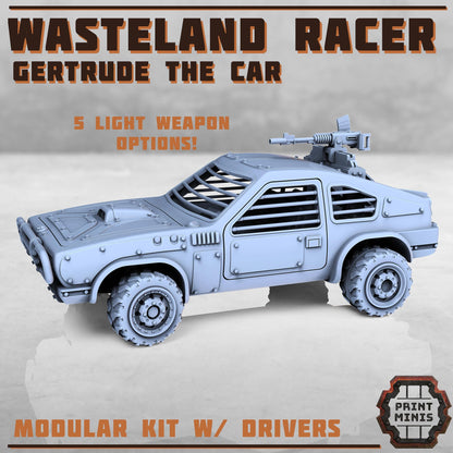 Wasteland Race Car - Gertrude w/ Outlaw Drivers - Outcast Gangers - Sci-Fi Grimdark Mercenaries by Print Minis