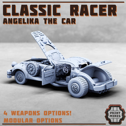 Classic Race Car - Angelika w/ Silent Spectres - Silent Spectre Gangers - Sci-Fi Grimdark Mercenaries by Print Minis