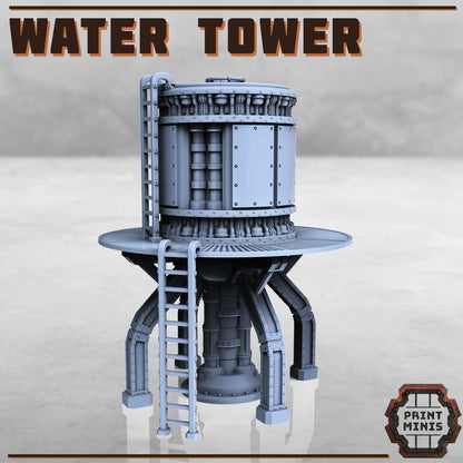 Wasteland Water Tower - Sci-Fi Space Industrial Terrain by Print Minis