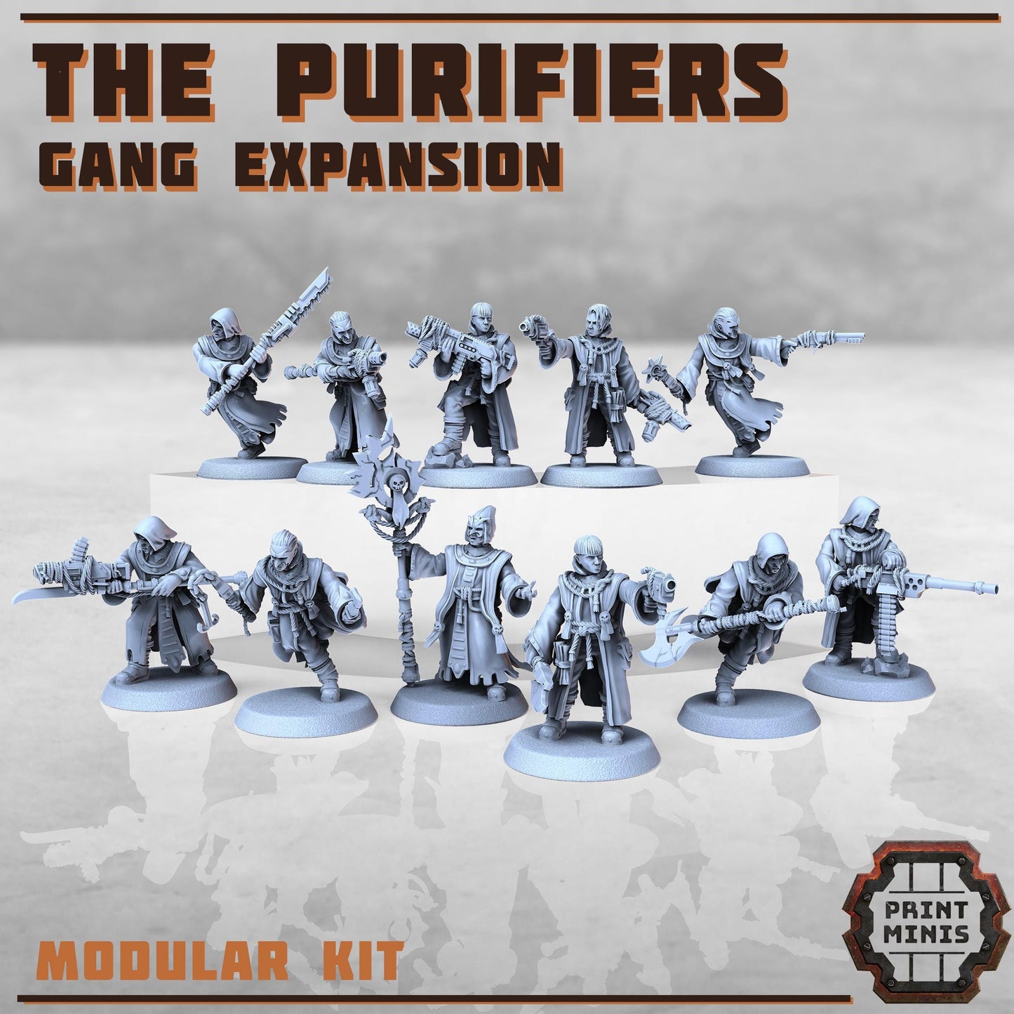 Purifier Gang - Expansion -  Sci-Fi Grimdark City Skirmish Warfare Purifier Mercenaries by Print Minis