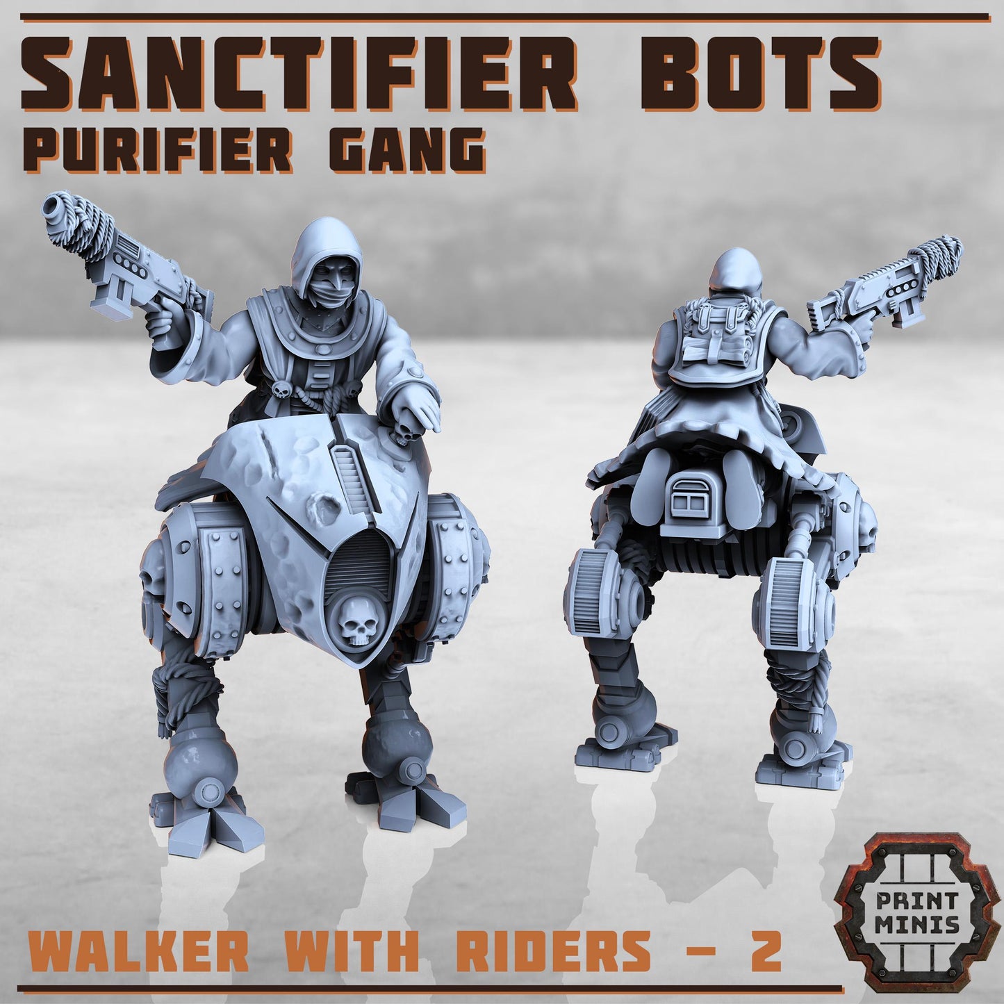 Sanctifier Bots with Purifier Riders -  Sci-Fi Grimdark City Skirmish Warfare Purifier Mercenaries by Print Minis