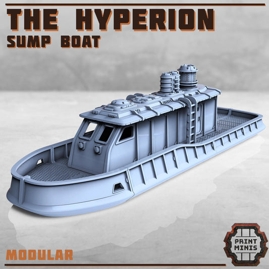 The Hyperion - Sump Boat - Sci-Fi City Skirmish Wargaming Terrain by Print Minis