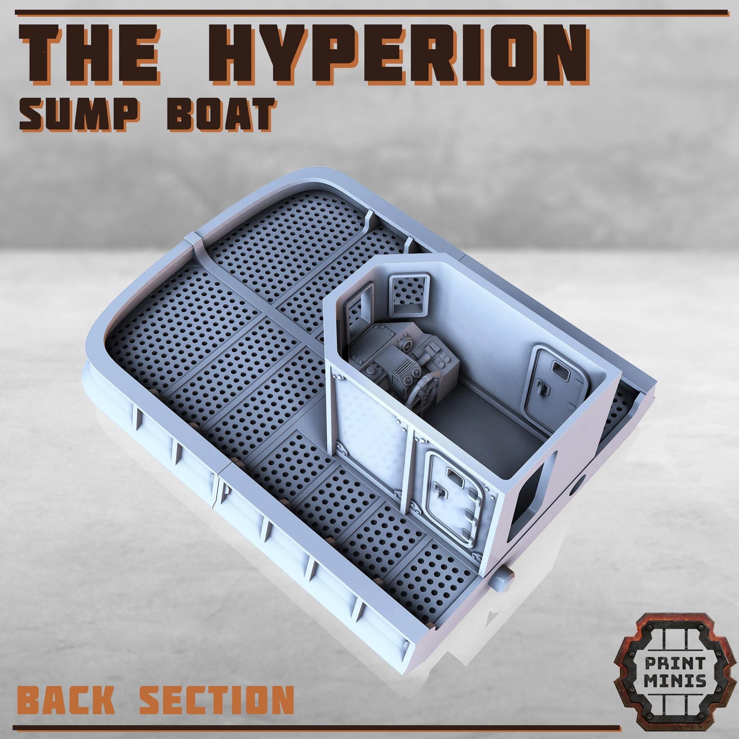 The Hyperion - Sump Boat - Sci-Fi City Skirmish Wargaming Terrain by Print Minis