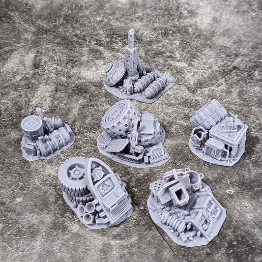 Industrial Trash Piles - Sci-Fi Space Industrial Terrain by Print Minis