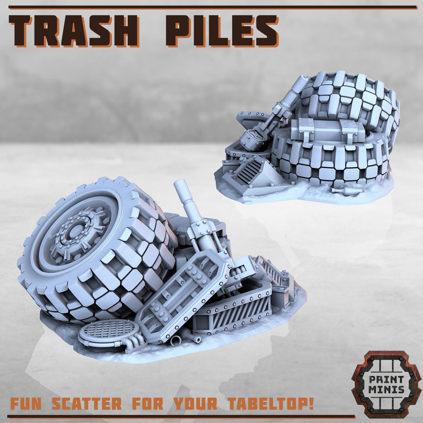 Industrial Trash Piles - Sci-Fi Space Industrial Terrain by Print Minis