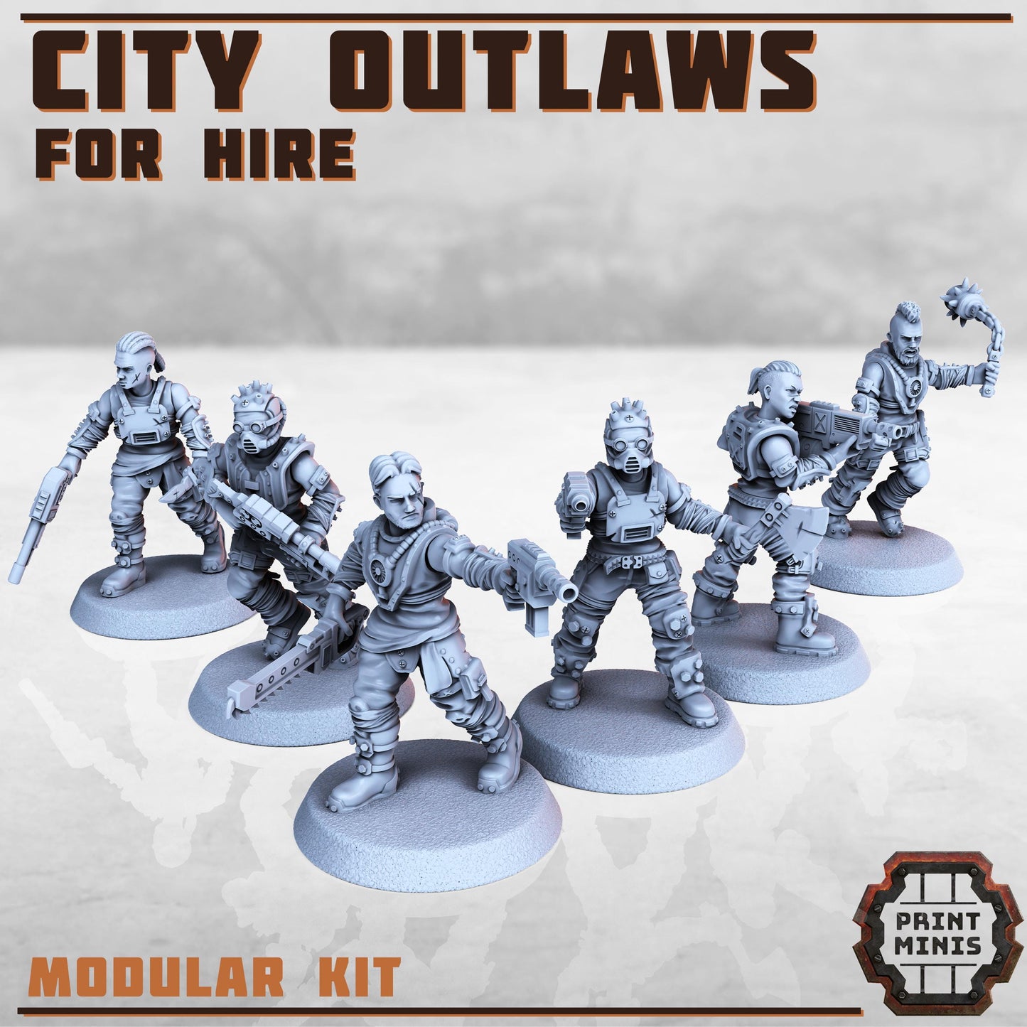 Outlaw Gang - Outcast Gangers - Sci-Fi Grimdark Mercenaries by Print Minis