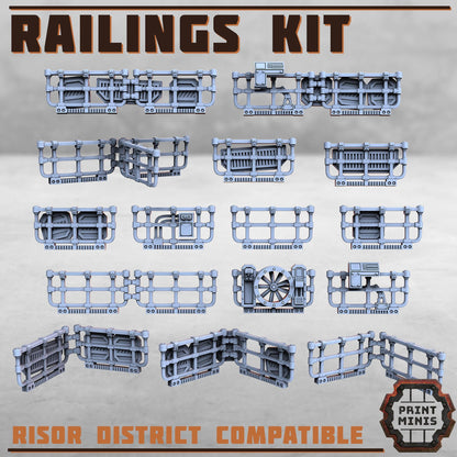 Railings Kit - Sci-Fi Space Industrial Terrain by Print Minis