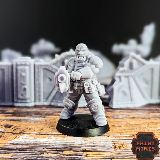 Slave Ogres Clan with Leader - Sci-Fi Grimdark Ogres by Print Minis
