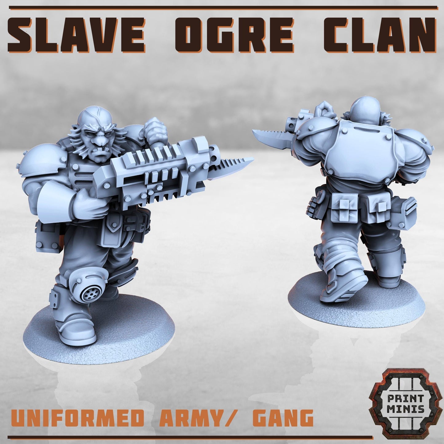 Slave Ogres Clan with Leader  -  Sci-Fi Grimdark Ogres by Print Minis