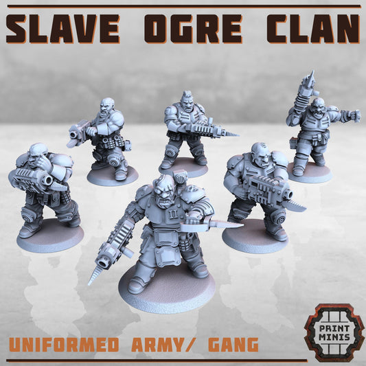 Slave Ogres Clan with Leader  -  Sci-Fi Grimdark Ogres by Print Minis