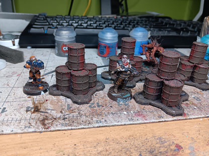 Crates and Barrels Scatter - Refuelling Base - Sci-Fi Space Industrial Terrain by Print Minis