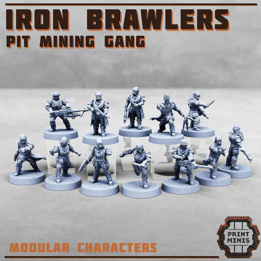 Iron Brawlers Gang -  Sci-Fi Grimdark Miner Gang Mercenaries by Print Minis