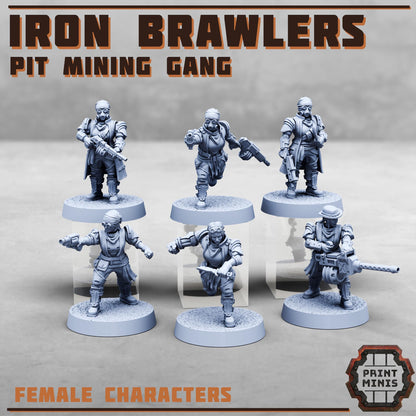 Iron Brawlers Gang -  Sci-Fi Grimdark Miner Gang Mercenaries by Print Minis