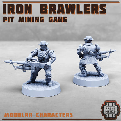 Iron Brawlers Gang -  Sci-Fi Grimdark Miner Gang Mercenaries by Print Minis