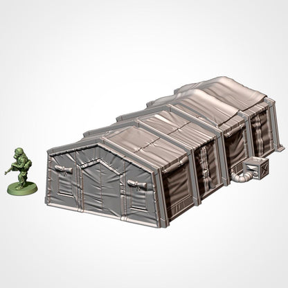 MILITARY BARRACKS Txarli Factory Battlefield Building modular Tent Set, Perfect for Tabletop Wargames