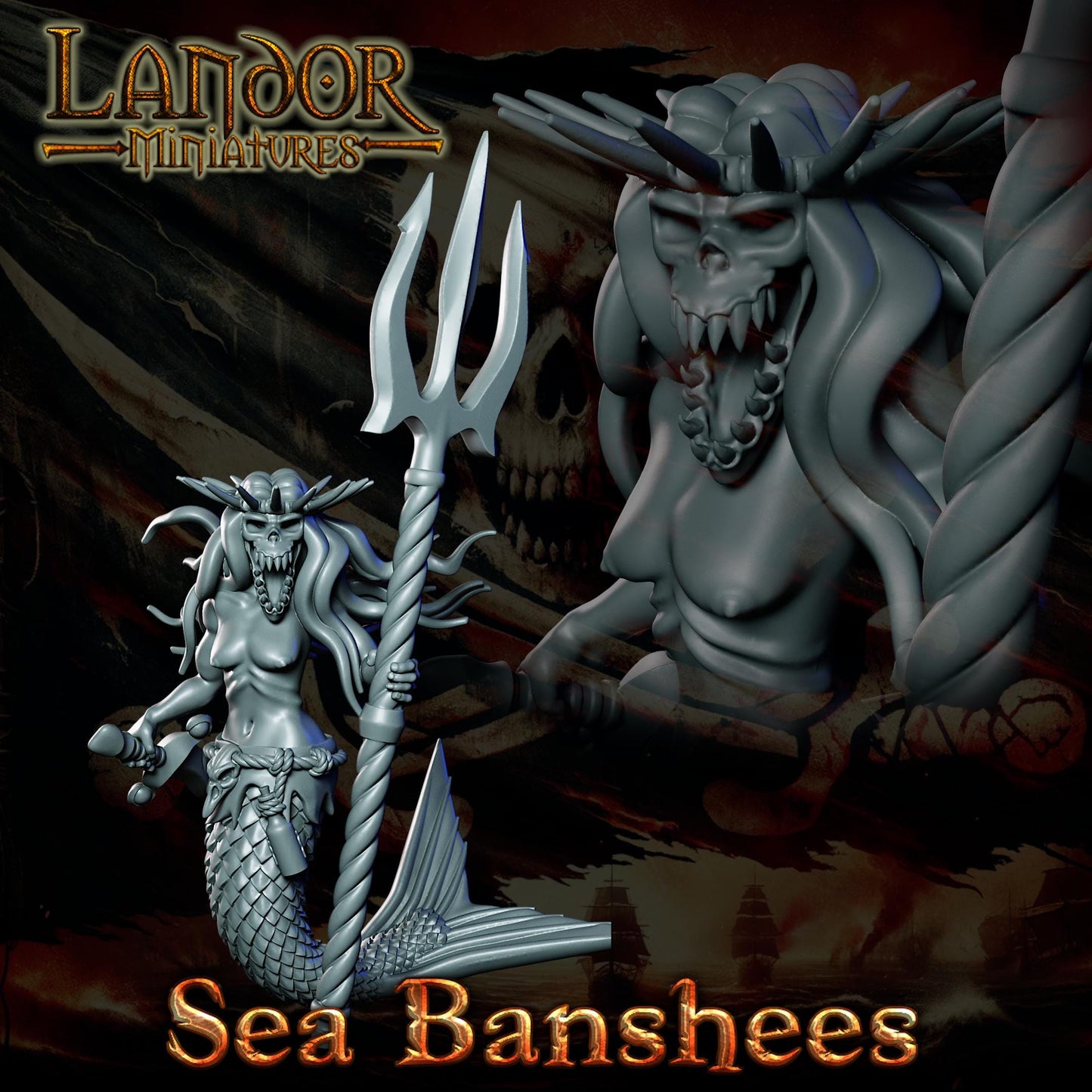 Vampire Pirate Captain, Modular Undead Swashbucklers by Landor Miniatures! Vampire Coast for Fantasy Wargames