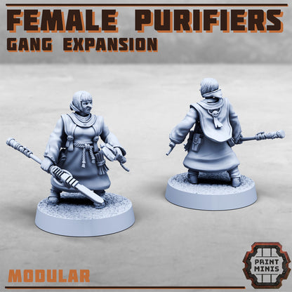 Purifier Gang - Female Expansion -  Sci-Fi Grimdark City Skirmish Warfare Purifier Mercenaries by Print Minis