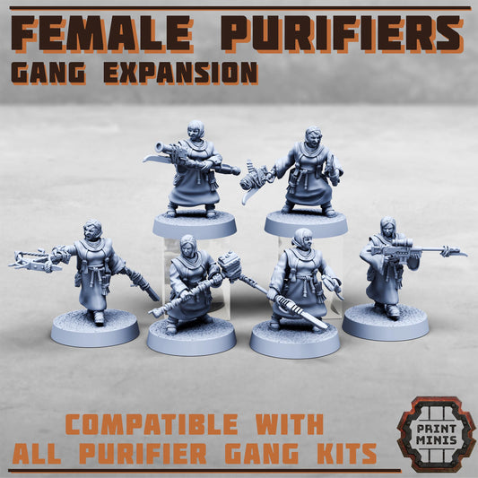 Purifier Gang - Female Expansion -  Sci-Fi Grimdark City Skirmish Warfare Purifier Mercenaries by Print Minis