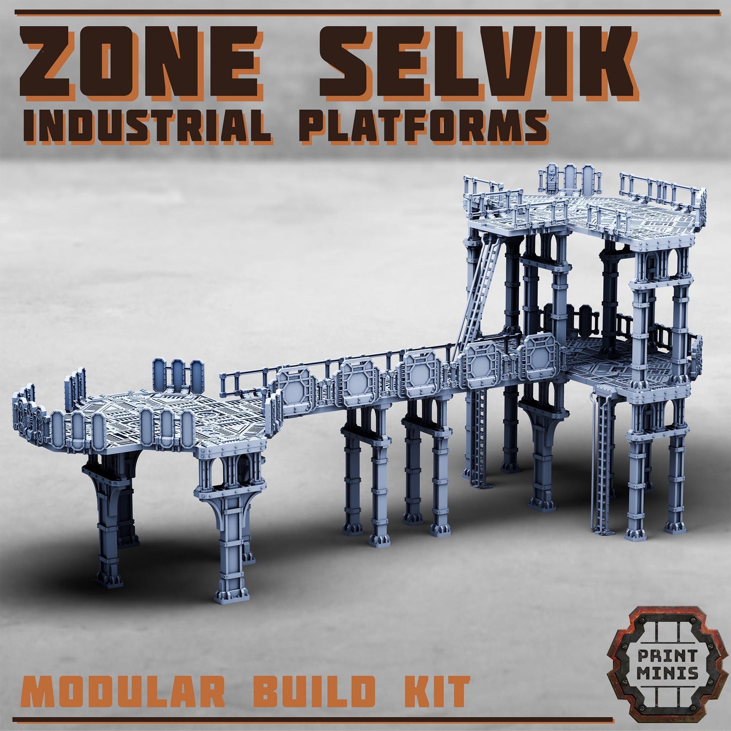 Zone Selvik - Industrial Platform Kit - Sci-Fi Space Industrial Terrain by Print Minis