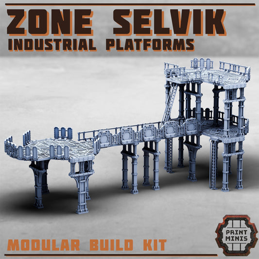 Zone Selvik - Industrial Platform Kit - Sci-Fi Space Industrial Terrain by Print Minis