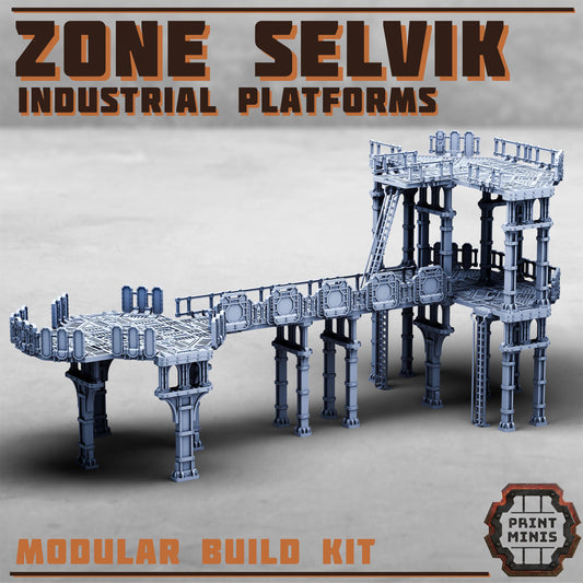 Zone Selvik - Industrial Platform Kit - Sci-Fi Space Industrial Terrain by Print Minis
