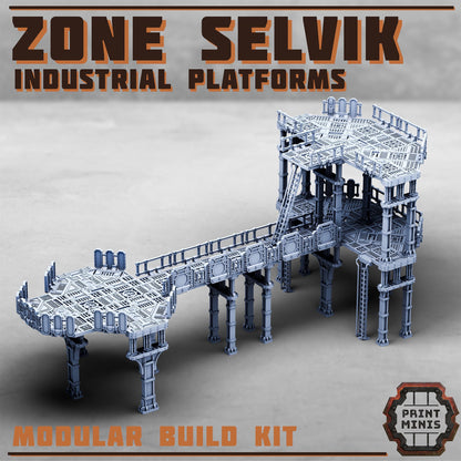 Zone Selvik - Industrial Platform Kit - Sci-Fi Space Industrial Terrain by Print Minis