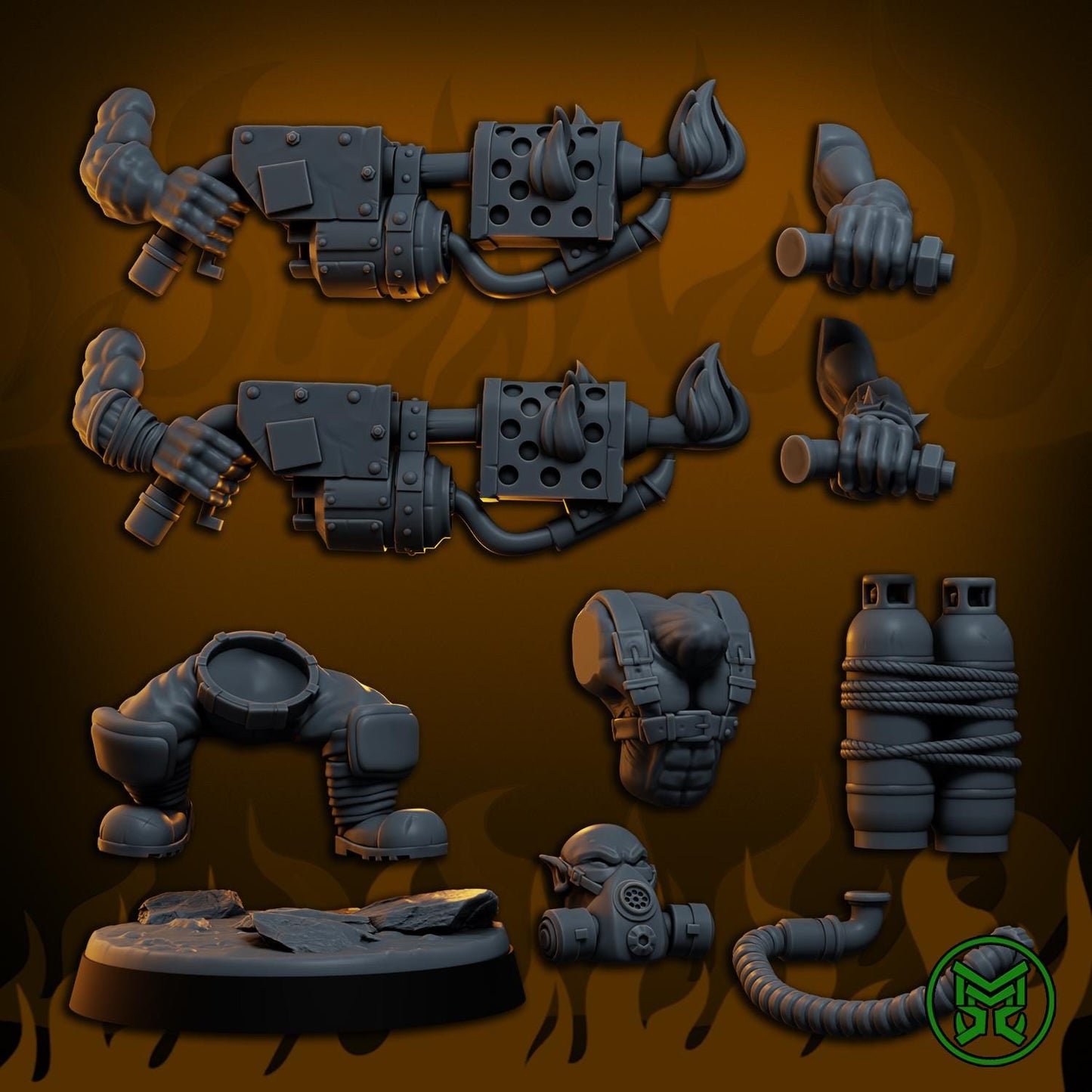 Flamerz, Space-Faring Burna Ork Menace Sculpted by Mekka Miniatures, Grimdark Compatible, Sci-Fi Wargame Scale