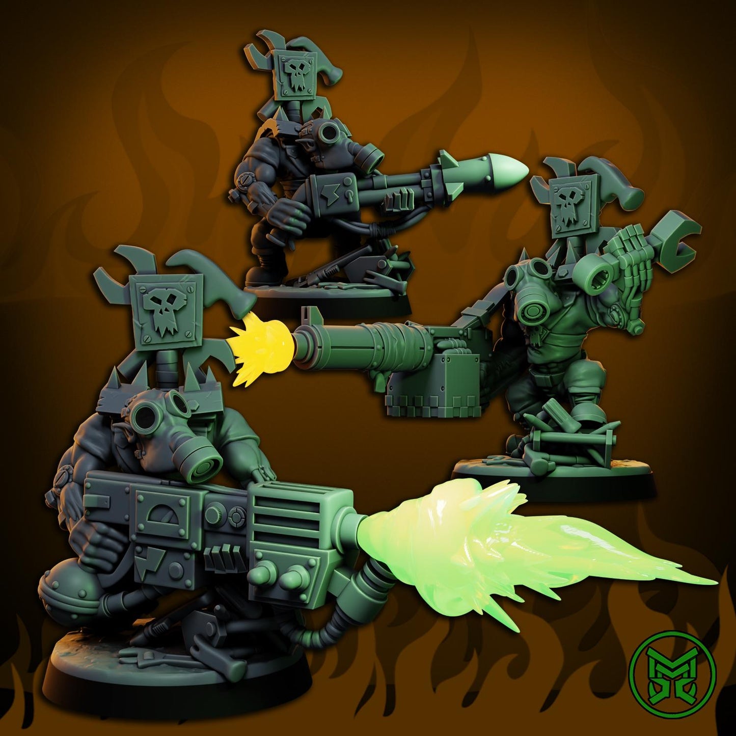 Flamerz, Space-Faring Burna Ork Menace Sculpted by Mekka Miniatures, Grimdark Compatible, Sci-Fi Wargame Scale