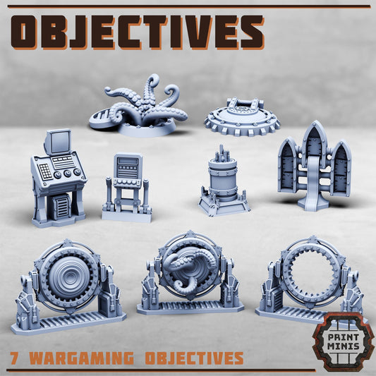 Wargaming Objectives -  Sci-Fi Grimdark City Skirmish Warfare Mercenaries by Print Minis