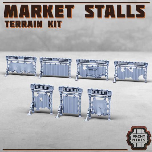 Kraka Market - Sci-Fi City Skirmish Wargaming Terrain by Print Minis