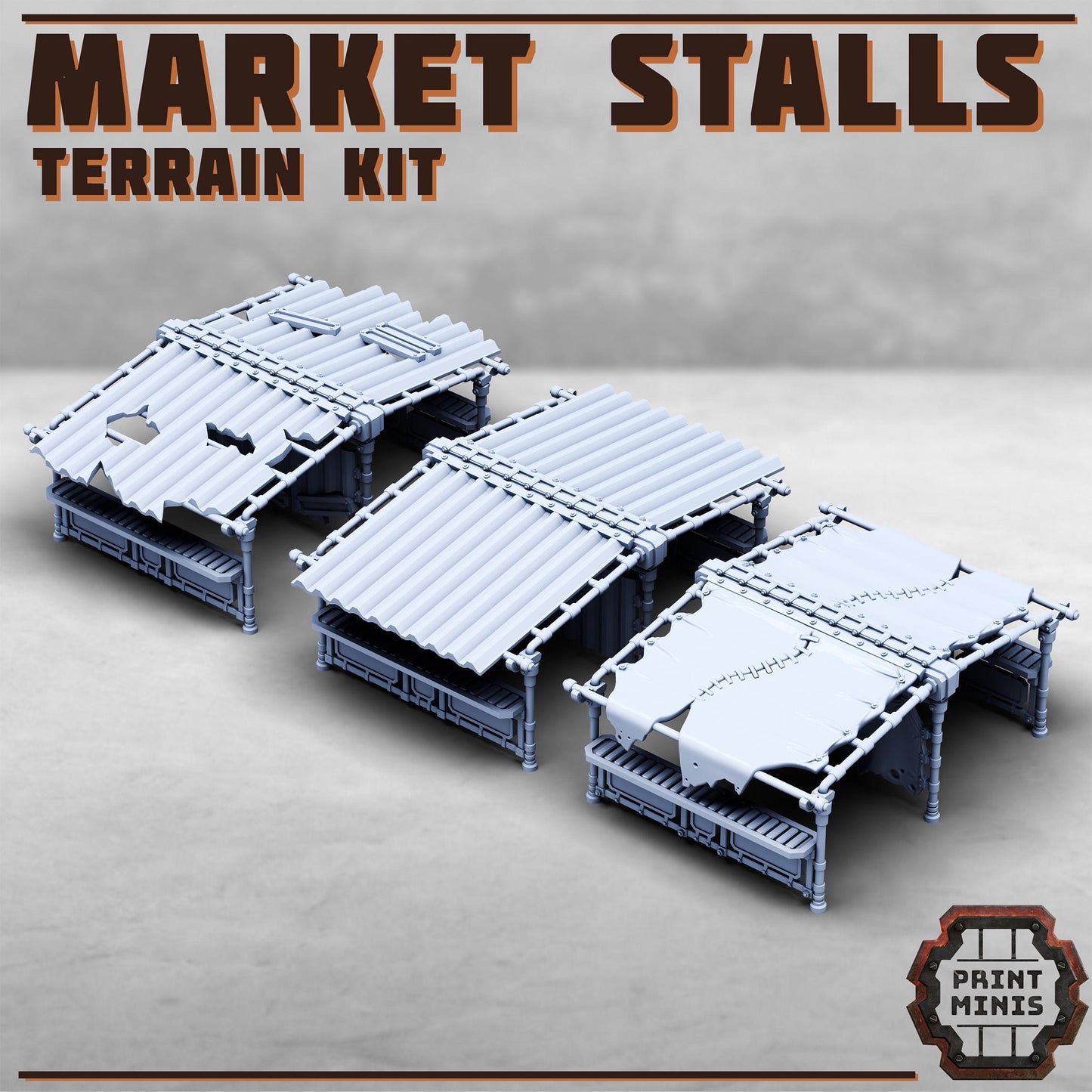 Kraka Market - Sci-Fi City Skirmish Wargaming Terrain by Print Minis