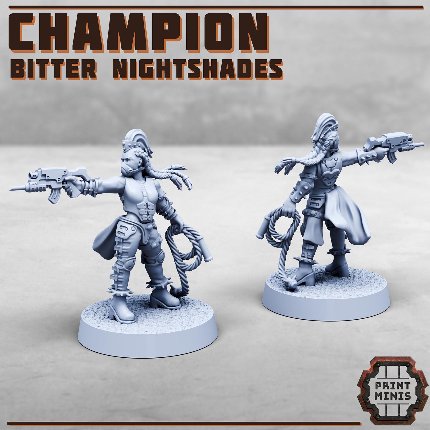 Bitter Nightshade Champions x3-  Sci-Fi Grimdark City Skirmish Warfare Female Mercenaries by Print Minis