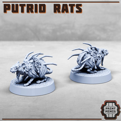 Putrid Mutated Rats x5 -  Sci-Fi Grimdark Splicers by Print Minis