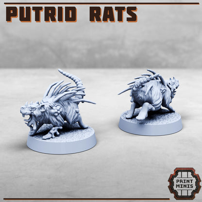 Putrid Mutated Rats x5 -  Sci-Fi Grimdark Splicers by Print Minis