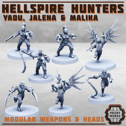Hellspire Hunters: Jalena, Malika and Yadu -  Sci-Fi Grimdark Mutant Hunters by Print Minis