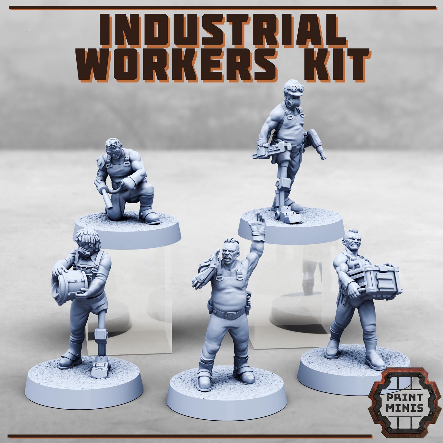 Industrial Workers -  Sci-Fi Grimdark Civilians by Print Minis