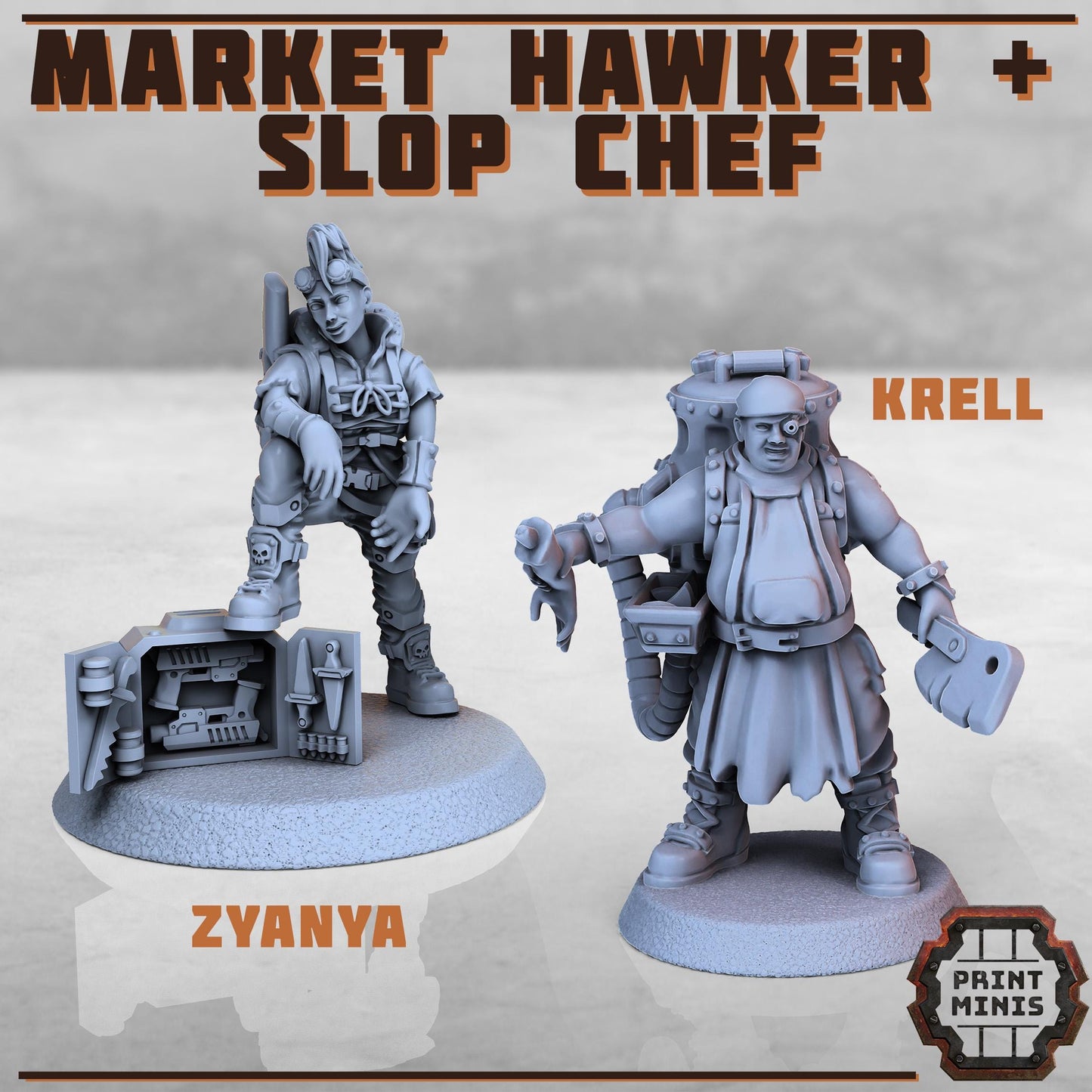 Market Hawker + Slop Chef -  Sci-Fi Grimdark Mercenaries by Print Minis