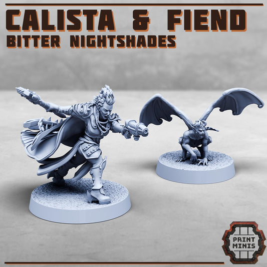 Nightshade Bodyguard & Psychic Fiend -  Sci-Fi Grimdark City Skirmish Warfare Female Mercenaries by Print Minis