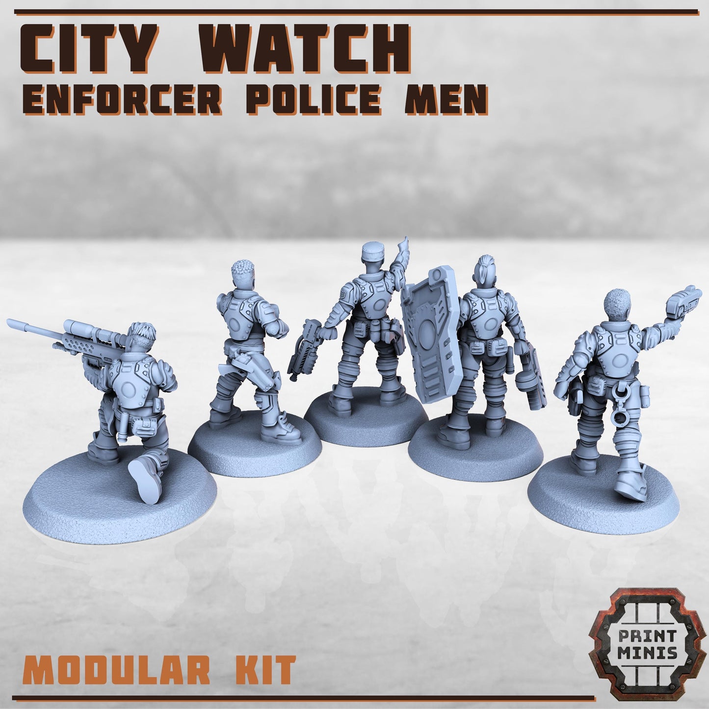 City Watch Police Enforcers -  Sci-Fi Grimdark Tech Hunter Mercenaries by Print Minis