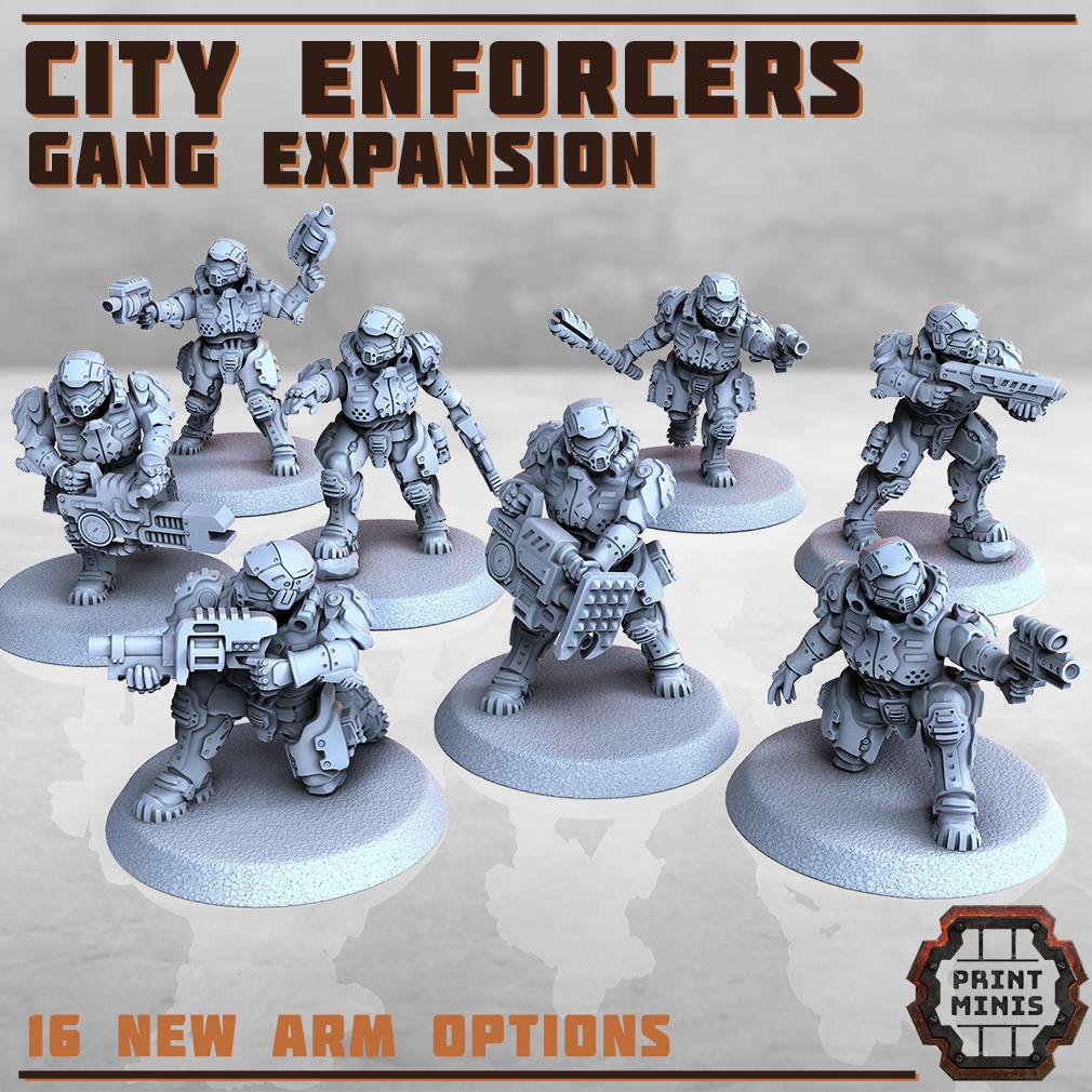 City Watch Enforcers - Gang Expansion -  Sci-Fi Grimdark Tech Hunter Mercenaries by Print Minis