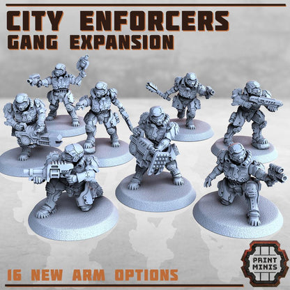 City Watch Enforcers - Gang Expansion -  Sci-Fi Grimdark Tech Hunter Mercenaries by Print Minis