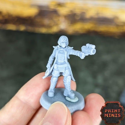 Katja - Enforcer Inspector & Cyberhound -  Sci-Fi Grimdark Tech Hunter Mercenaries by Print Minis