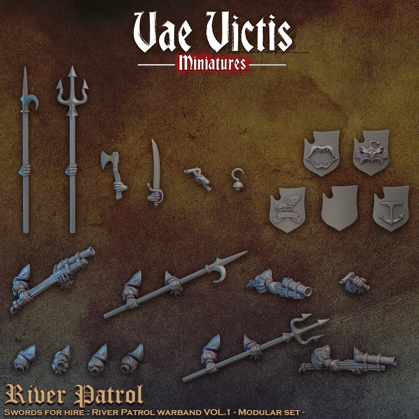 Modular Mercenary River Patrol Miniatures, Bits and Weapon Conversions Fantasy by Vae Victis, perfect for Fantasy tabletop Wargames
