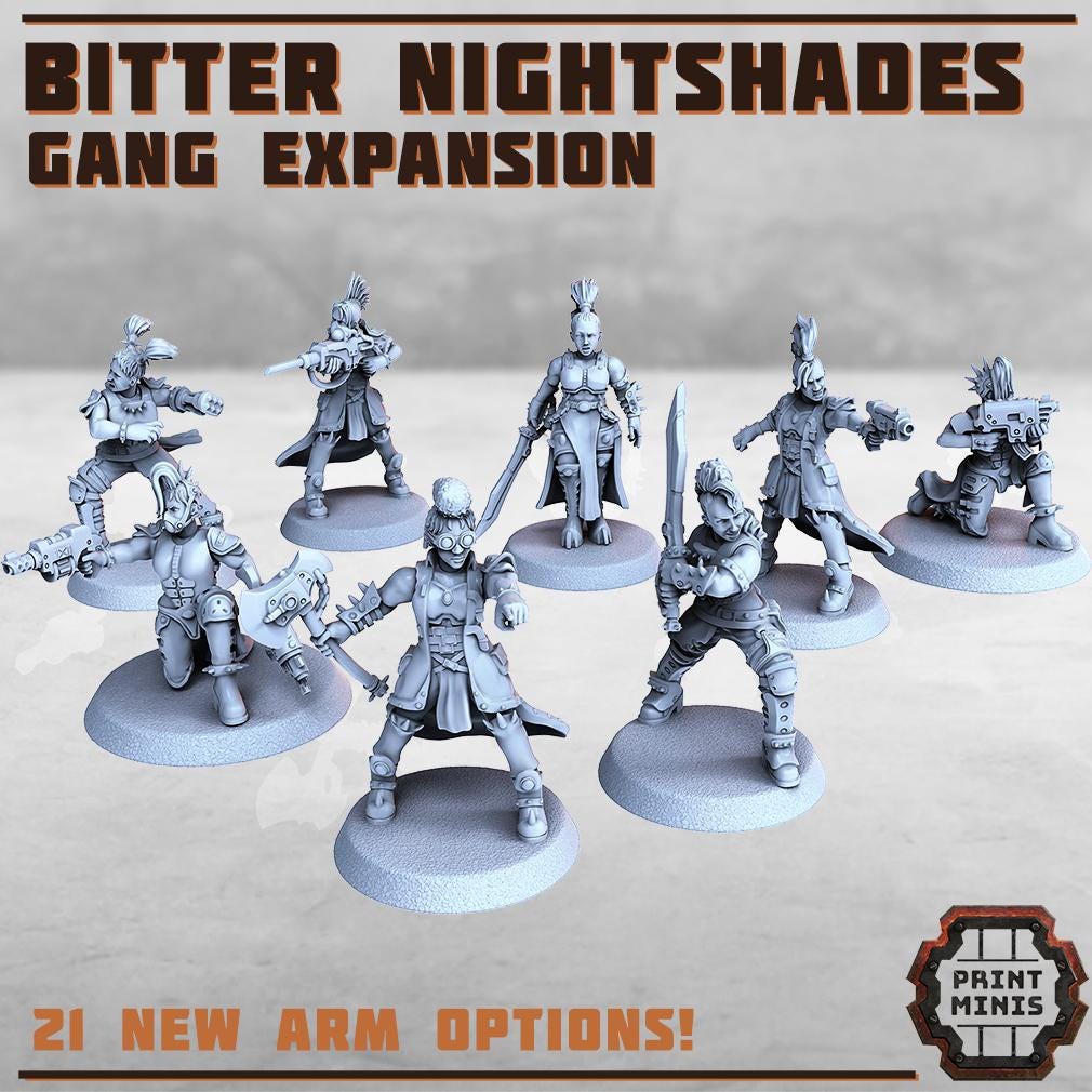 Bitter Nightshades Gang - Sci-Fi Grimdark City Skirmish Warfare Female Mercenaries by Print Minis