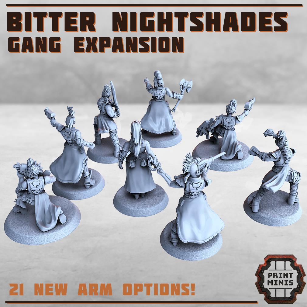 Bitter Nightshades Gang - Sci-Fi Grimdark City Skirmish Warfare Female Mercenaries by Print Minis