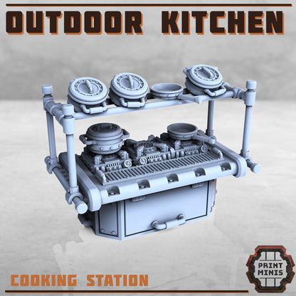 Outdoor Kitchen - Sci-Fi Kitchen Terrain -  Sci-Fi Grimdark Civilians by Print Minis