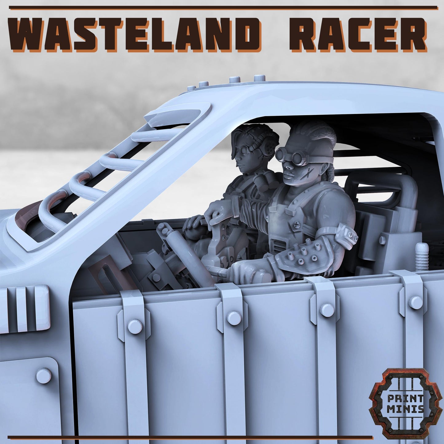 Wasteland Race Car - Gertrude w/ Outlaw Drivers - Outcast Gangers - Sci-Fi Grimdark Mercenaries by Print Minis