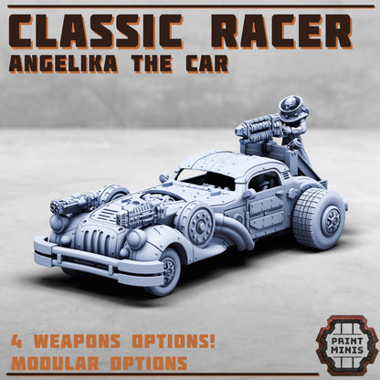 Classic Race Car - Angelika w/ Silent Spectres - Silent Spectre Gangers - Sci-Fi Grimdark Mercenaries by Print Minis